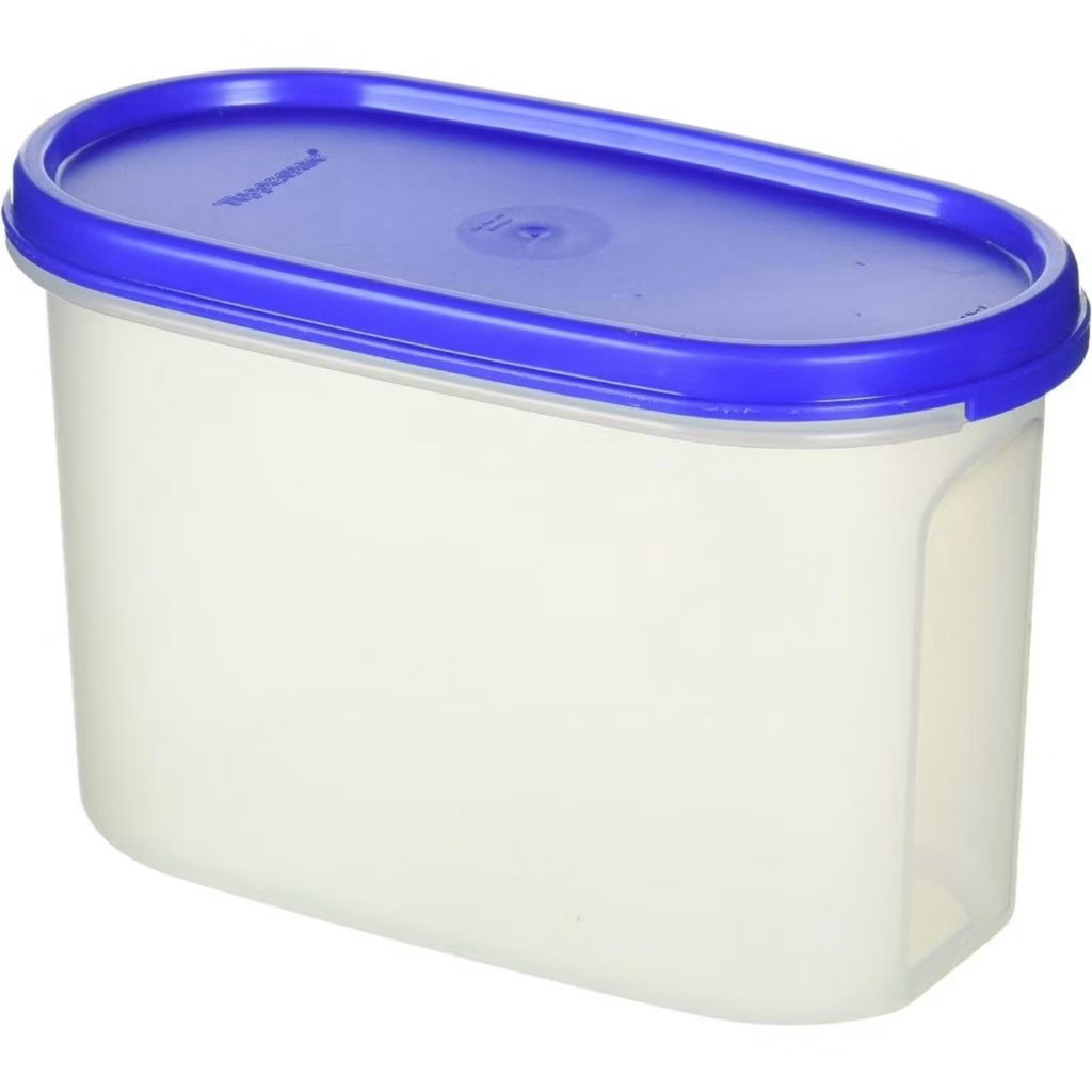 tupperware mm oval 1L bening tutup biru / toples