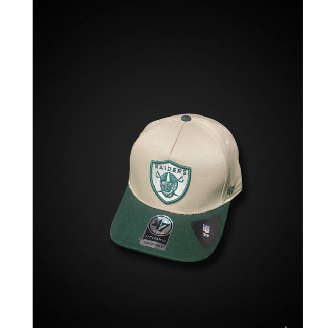Logo Raiders Krem Hijau Bahan Krem Visor Hijau Topi Premium Pria Wanita