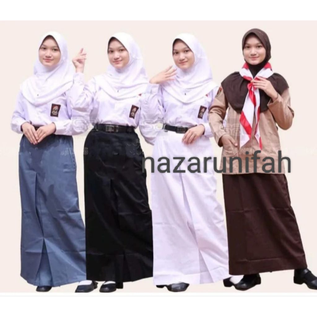 Setelan Baju Pramuka Lengan Panjang dan Rok span belah satu Coklat Pramuka