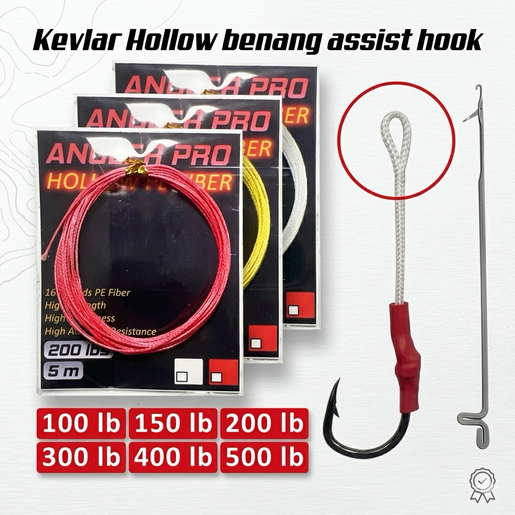 SEASHIP Kevlar Hollow Benang Assist Hook Metal Jig 150 200 300 400 500 lbs Lubang Jigging Murah