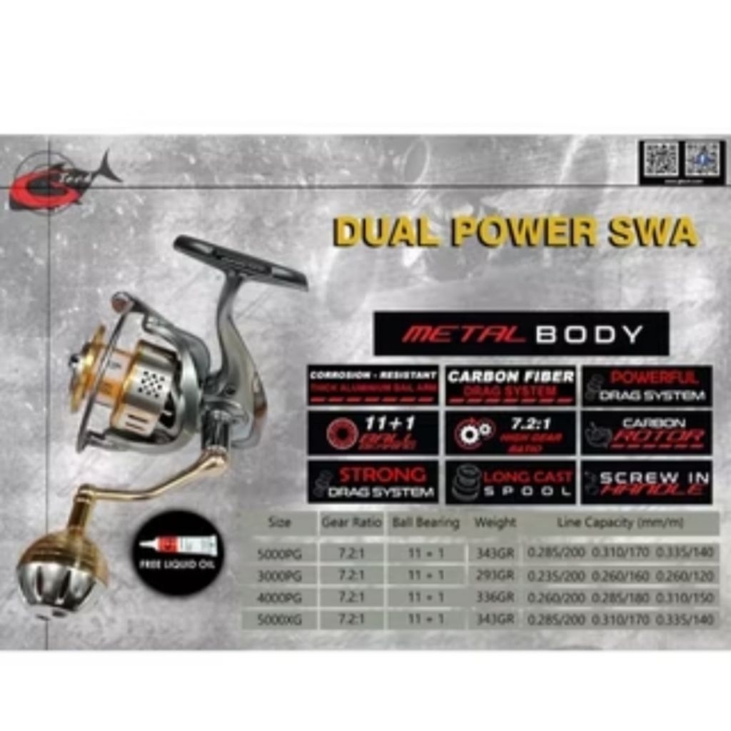 reel gtech dual power swa 800 2500 3000 4000 5000 power handle