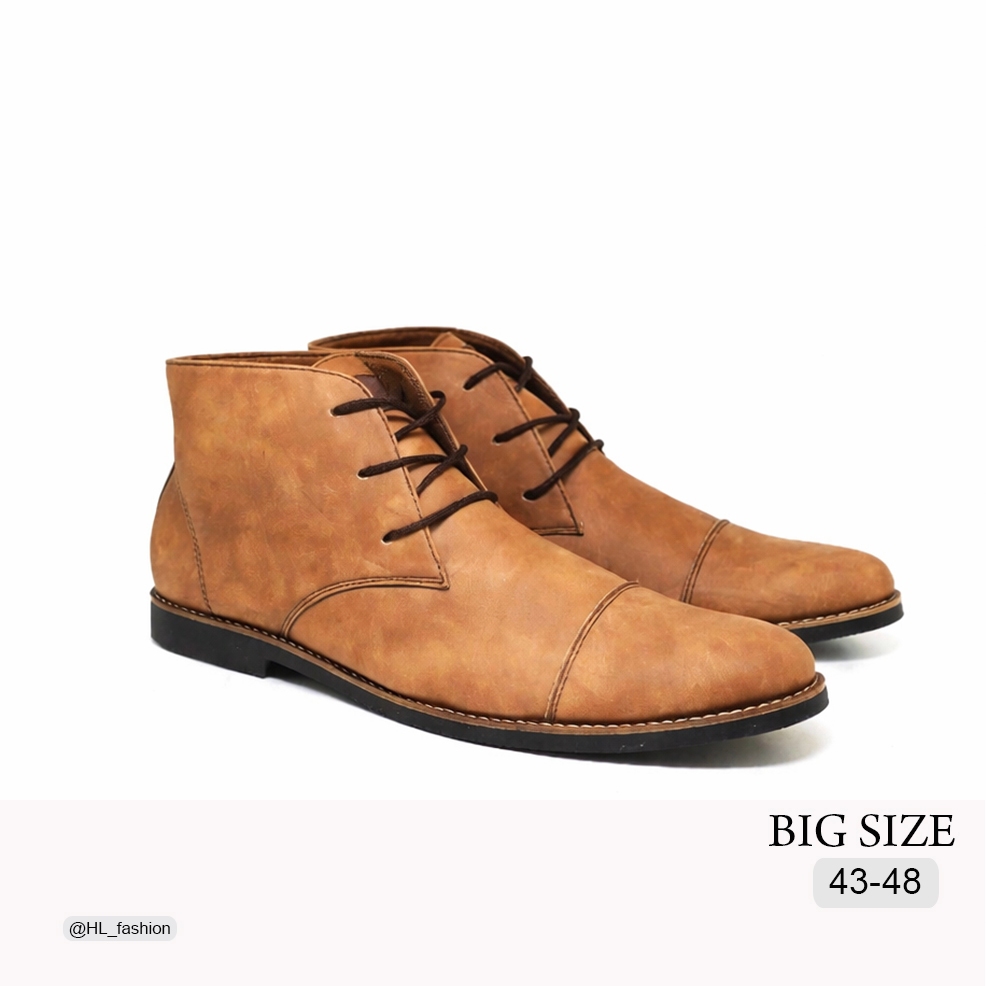 Sepatu Pria Pantofel Kulit Big Size 44-45-46-47-48 Oxford Hugo Tan