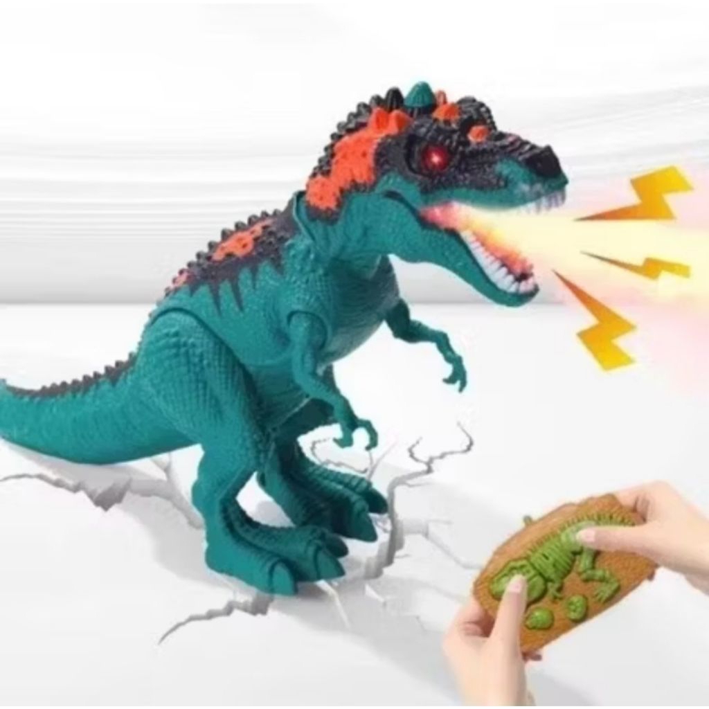 Mainan anak remote control robot dinosaurus keluar asap keren murah rc dinosaur world robot dino asa