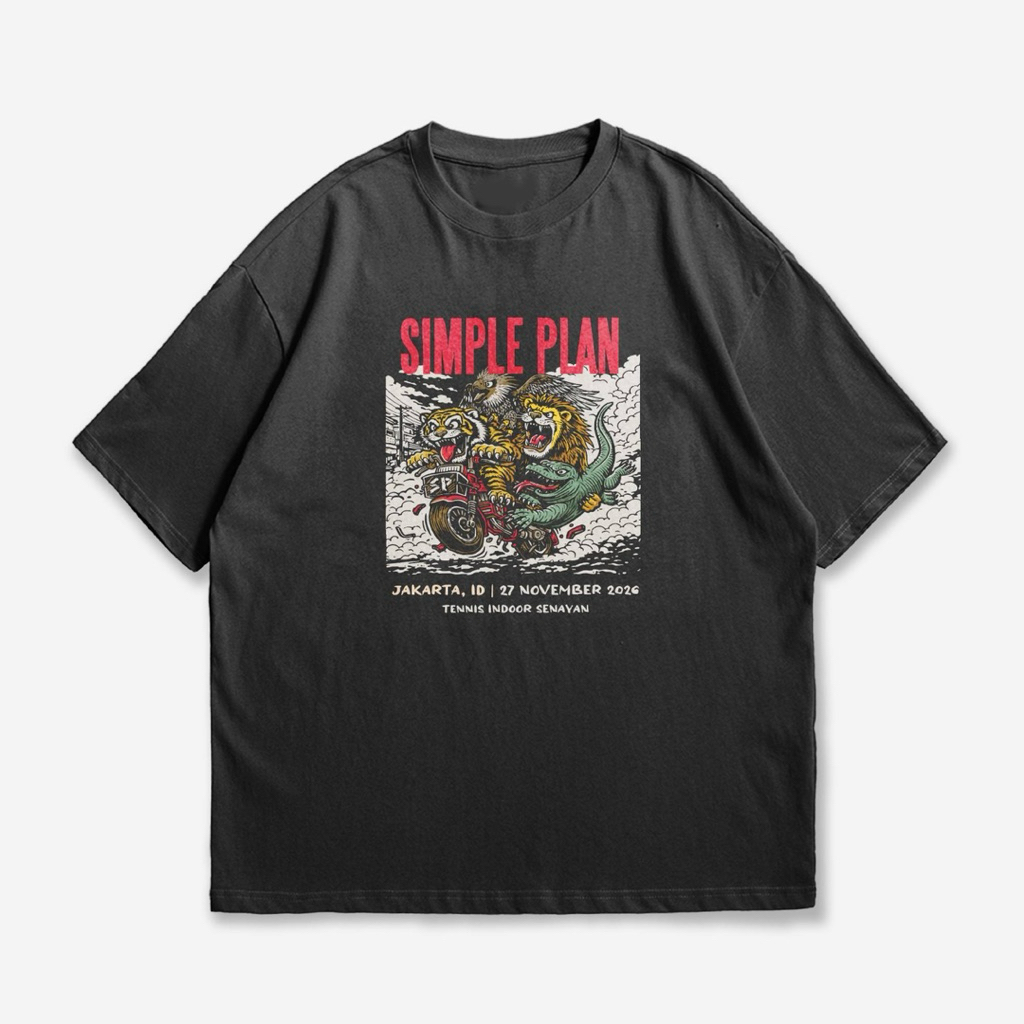 Kaos Konser Simple Plan In Jakarta Terbaru, Tshirt Oversize Konser