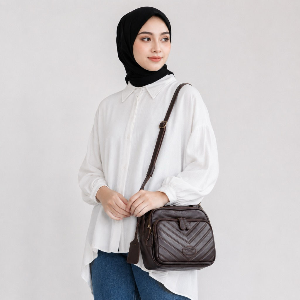 TAS WANITA KULIT SAPI ASLI BONITA / TAS SELEMPANG DAN JINJING / GRATIS GRAVIR NAMA