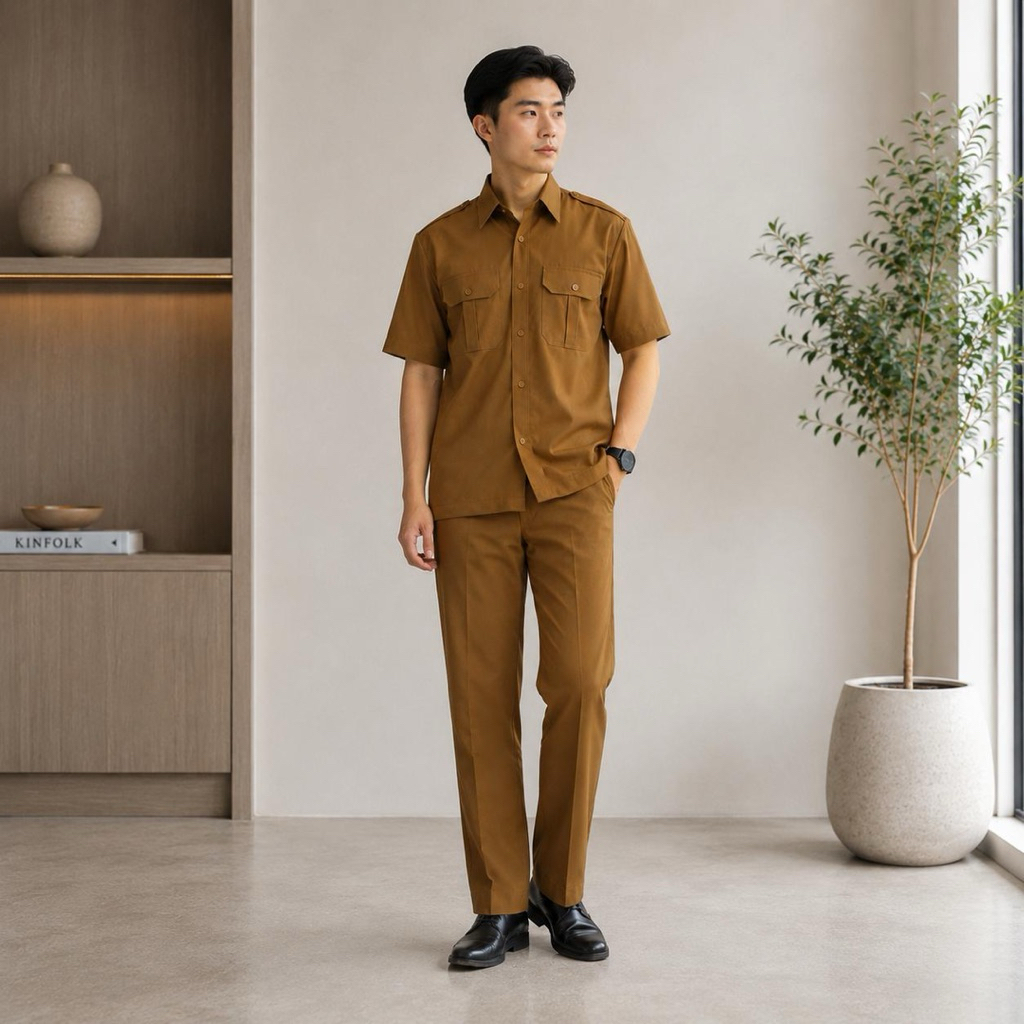 Ferlian - Seragam PDH Pria Khaki Tua Terbaru