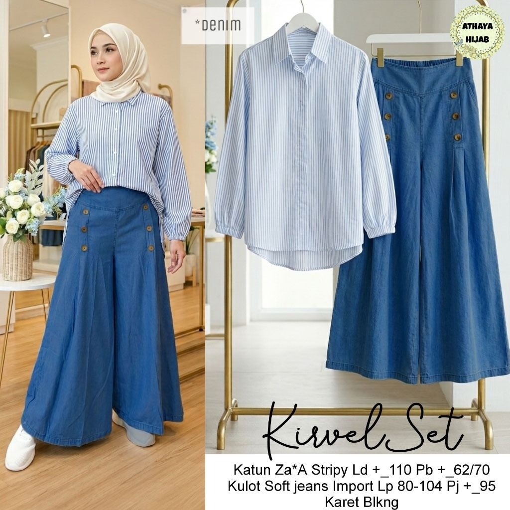 Kirvel Set Kulot Jeans Jumbo Mix Katun Salur (Athaya)