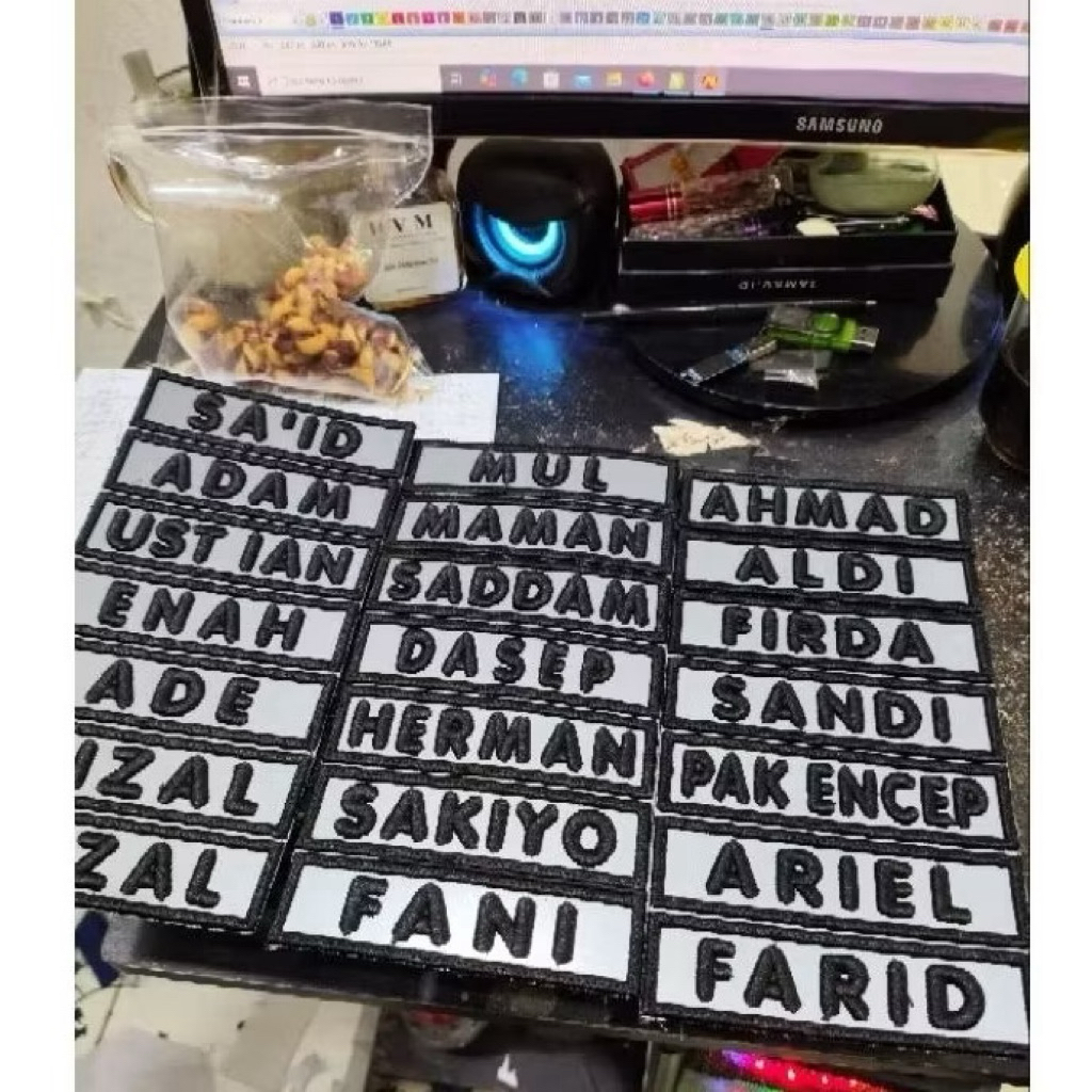 BADGE NAMA ROMPI TIMBUL+PEREKAT VELCRO BORDIR TIMBUL 3D FREE REQUEST BEST QUALITY