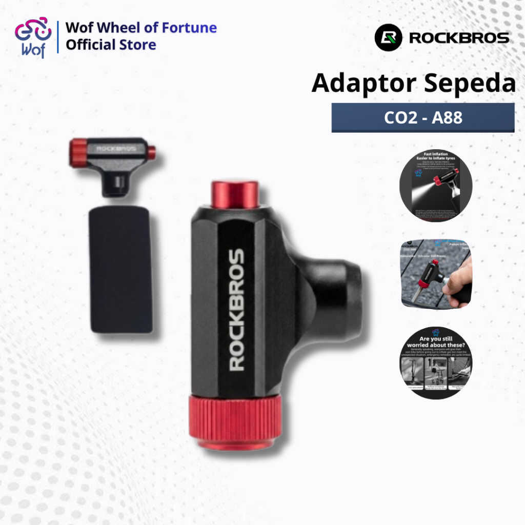 ROCKBROS CO2 - A88 Inflator Adaptor Pompa Mini Ban Sepeda Motor Aluminium Schrader / Presta Inflatab