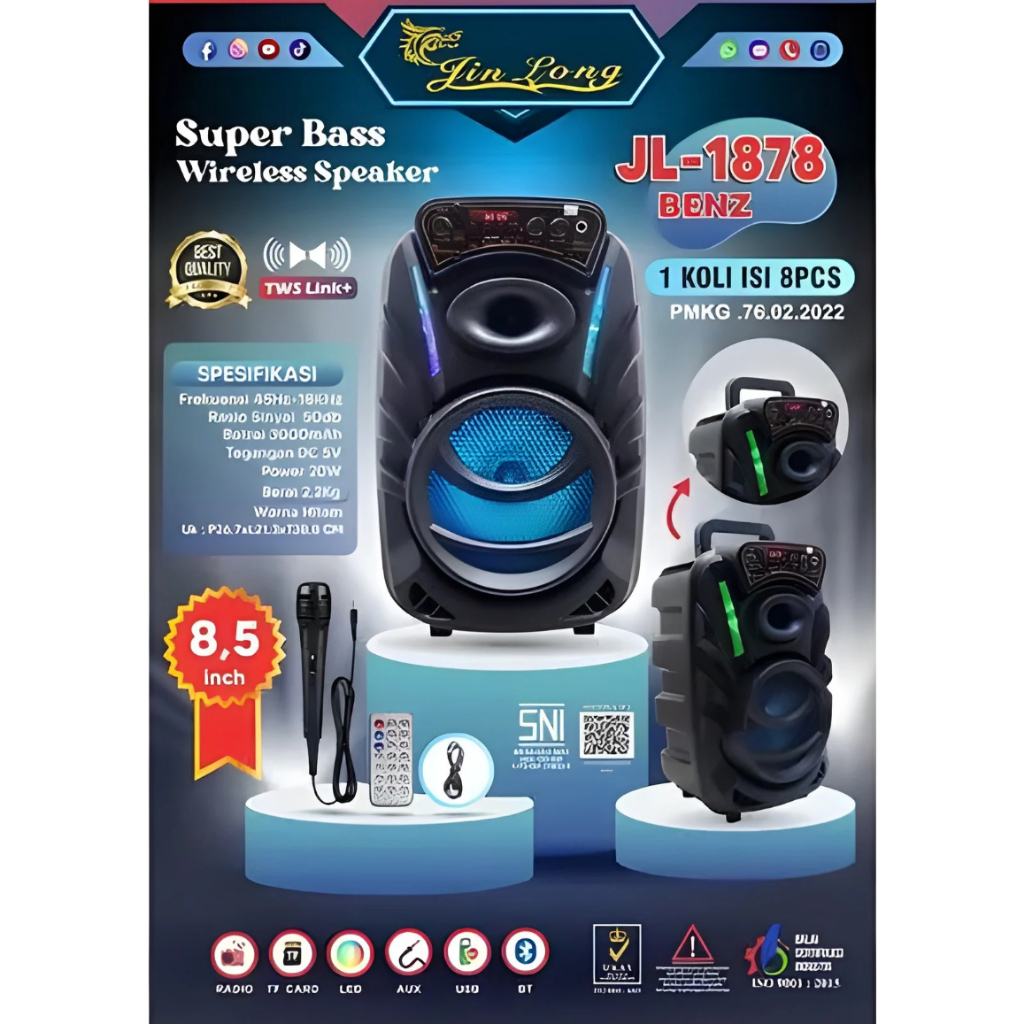 (TERMURAH) SPEAKER BASS WIRELESS JINLONG JL 1878 BENZ