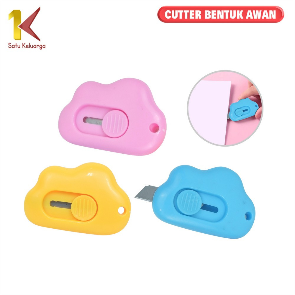 Satu Keluarga Cutter Mini Lucu Bentuk Awan C953 Pisau Cutter Mini Model Awan Kartun Alat Bantu Poton