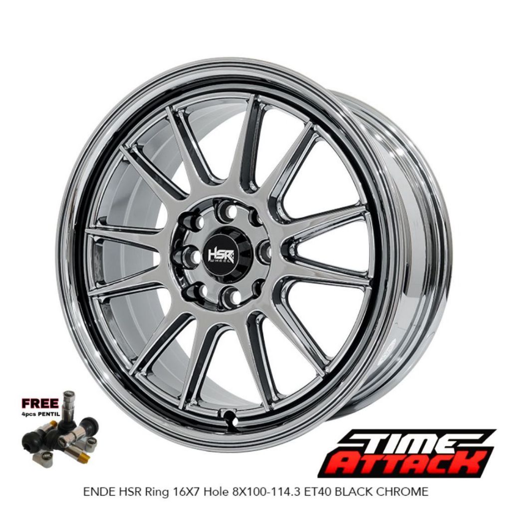 Velg Mobil Avanza R16 HSR Wheel Ende Black Chrome Velg HSR Ring 16 PCD 4X100 / 4X114,3