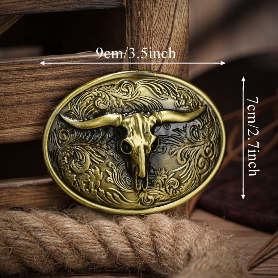 COWBOY BUCKLE KEPALA GESPER IKAT PINGGANG WESTERN BYSON BULL BANTENG SKULL