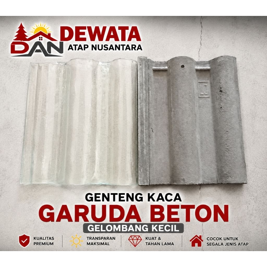 genteng kaca beton garuda gelombang full kaca tebal 6 mm