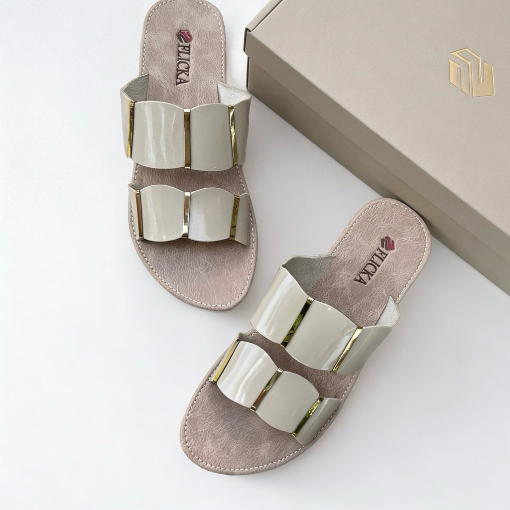 Sandal Selop Wanita Glosy Casual Formal Non Slip Sandal Teplek Ala Korea