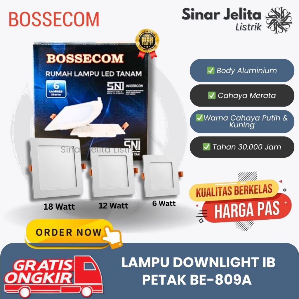 Lampu LED Downlight IB BE-809A Bossecom Kotak