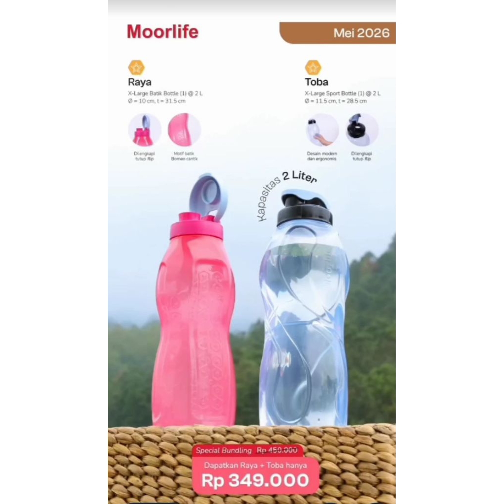 Moorlife botol minum 2L/Toba/Raya/Promo