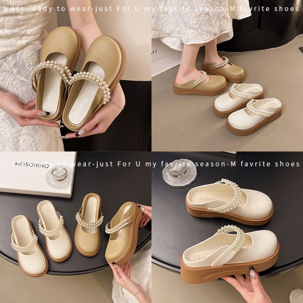 Sandal Selop Wanita Mutiara Premium Sepatu Sandal Tinggi Dewasa Terbaru - FLD6836-1