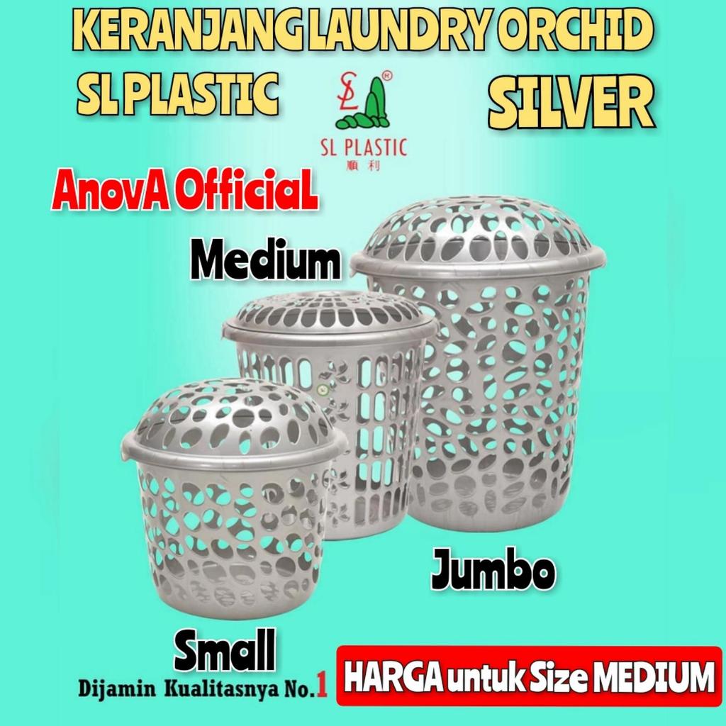 Keranjang Laundry Plastik Ukuran Medium dengan Tutup untuk Pakaian
