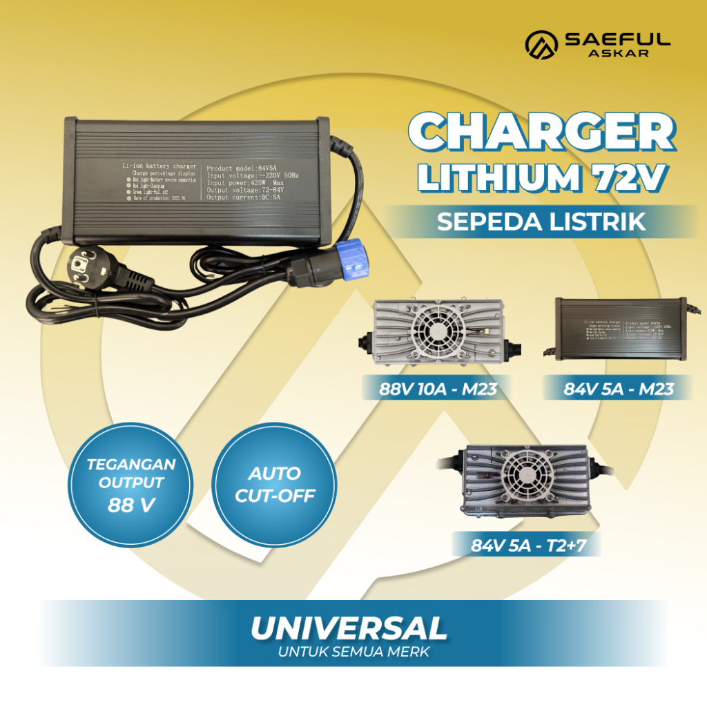 Phylion Charger Baterai Lithium 72V Soket M23 T2+7 10A 5A