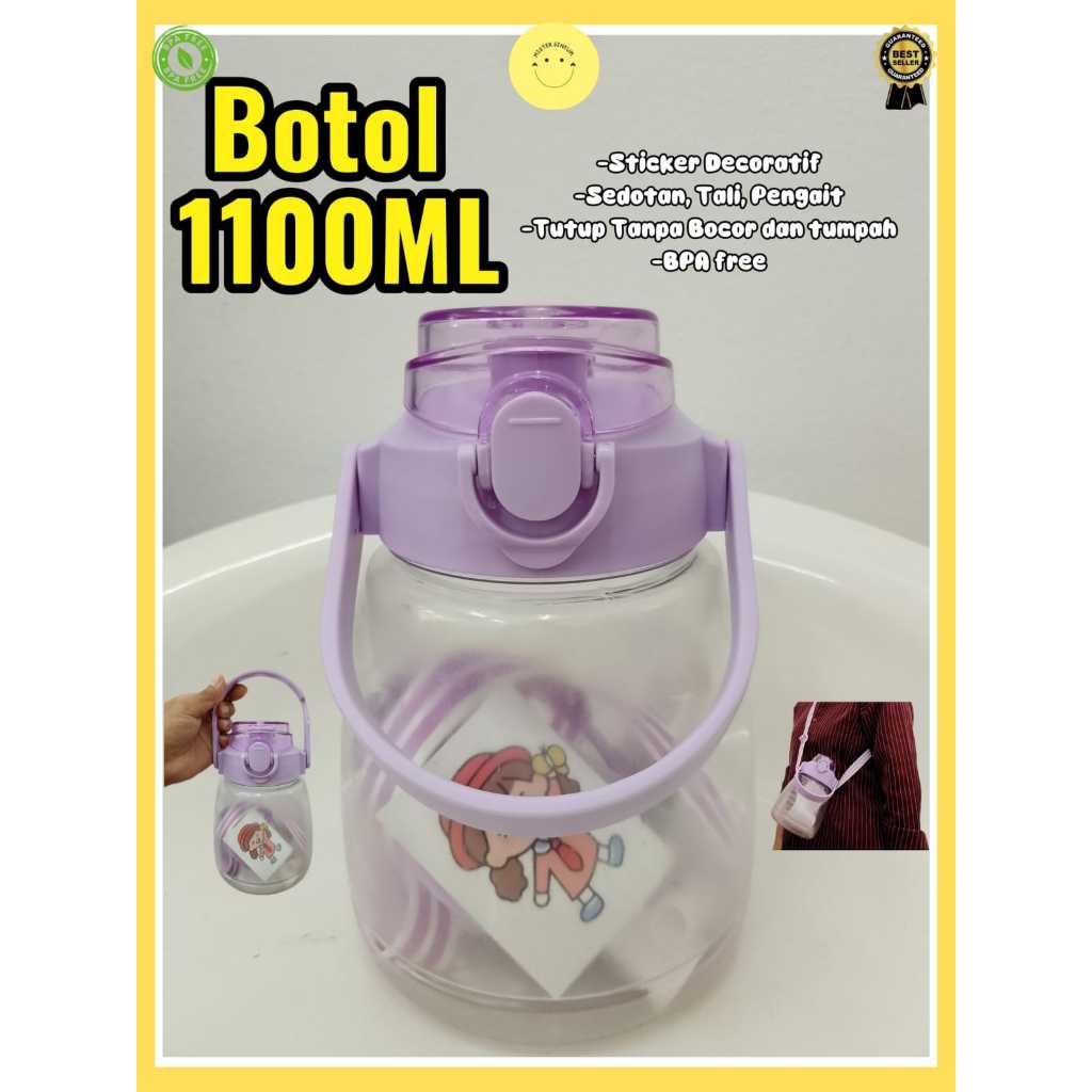 Botol minum 1100ml/botol minum korea/botol minum ungu/botol minum viral/botol air