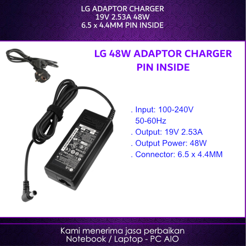 LG 19v 2.53a 6.5x4.4mm Pin 48W LCAP35 Adaptor Charger Original