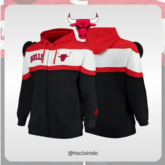 Jaket XS-5XL CHICAGO BULLS NBA Basketball Eastern Conference Team Hoodie Jumper Bahan Katun Fleece H