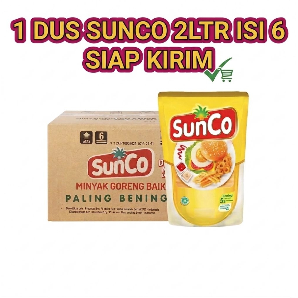 [1 DUS] Minyak Sunco | Minyak Goreng SUNCO 1 Dus isi 6 Kantong 2 Liter