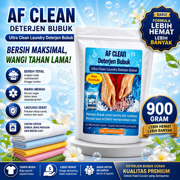 AF Clean Deterjen BUBUK ULTRA Powder - Deterjen Bubuk Murah Berkualitas Deterjen Pakaian Baju Kiloan