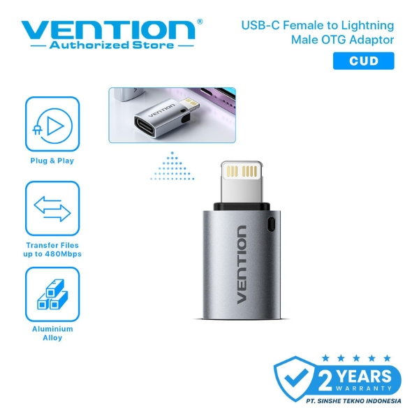 Vention OTG Lightning to USB C Female Adapter Converter 480Mbps iPad iPhone CUD