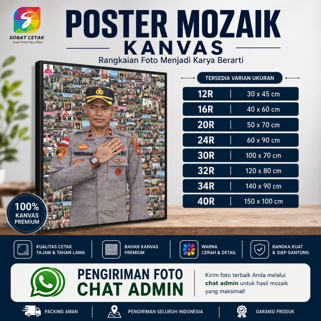 SOBAT CETAK | Poster Mozaik Kanvas Premium, Rangkaian Foto Menjadi Karya Berarti
