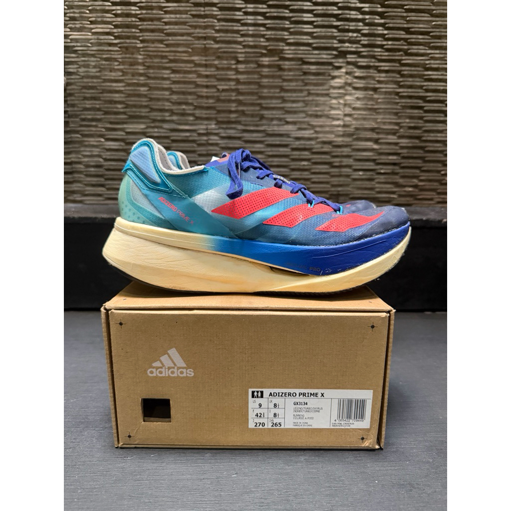 Sepatu Lari Adidas Adizero Prime X - Size 42 2/3 - Second - Original