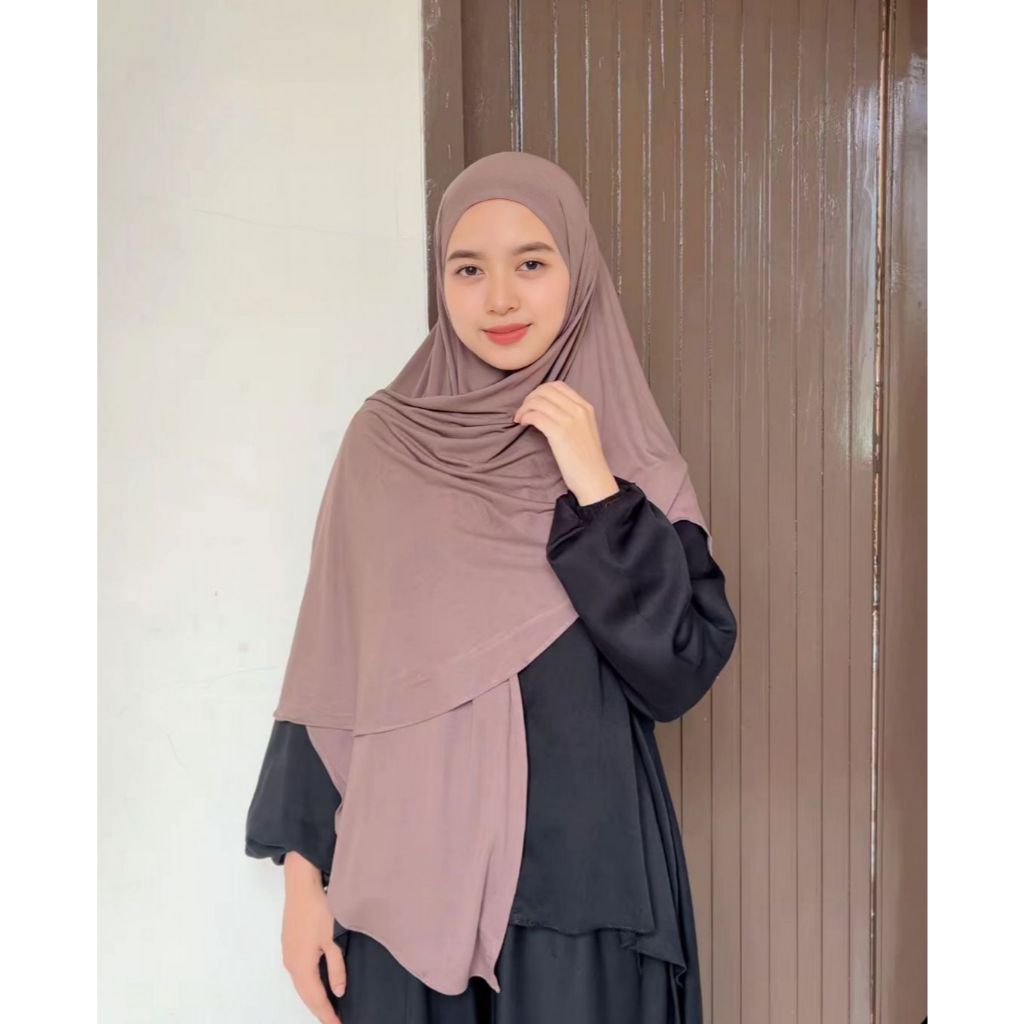 Hijab Syar'i Instan  Kaos Rayon Premium Humaira Bergo - Lembut, Adem, dan Stretch