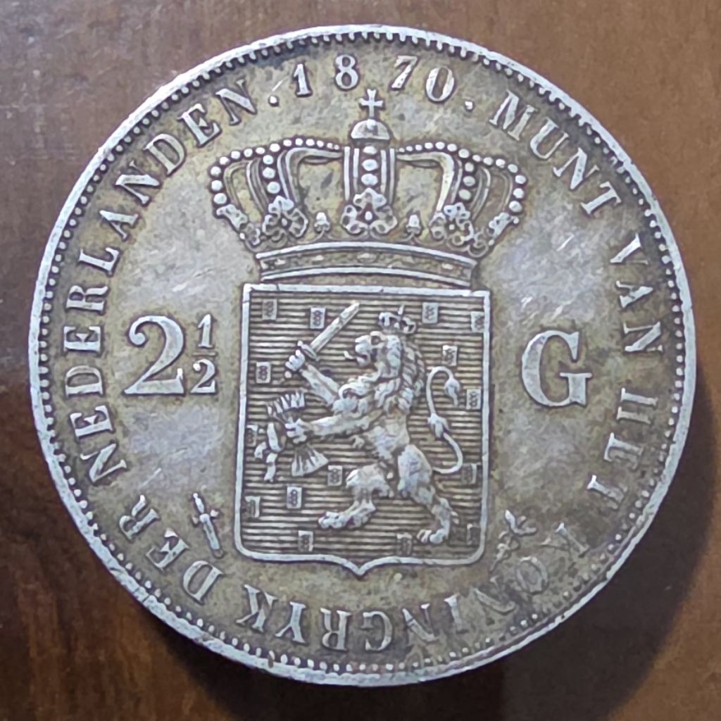 Koin Perak 2½ Gulden 1870 Willem 3
