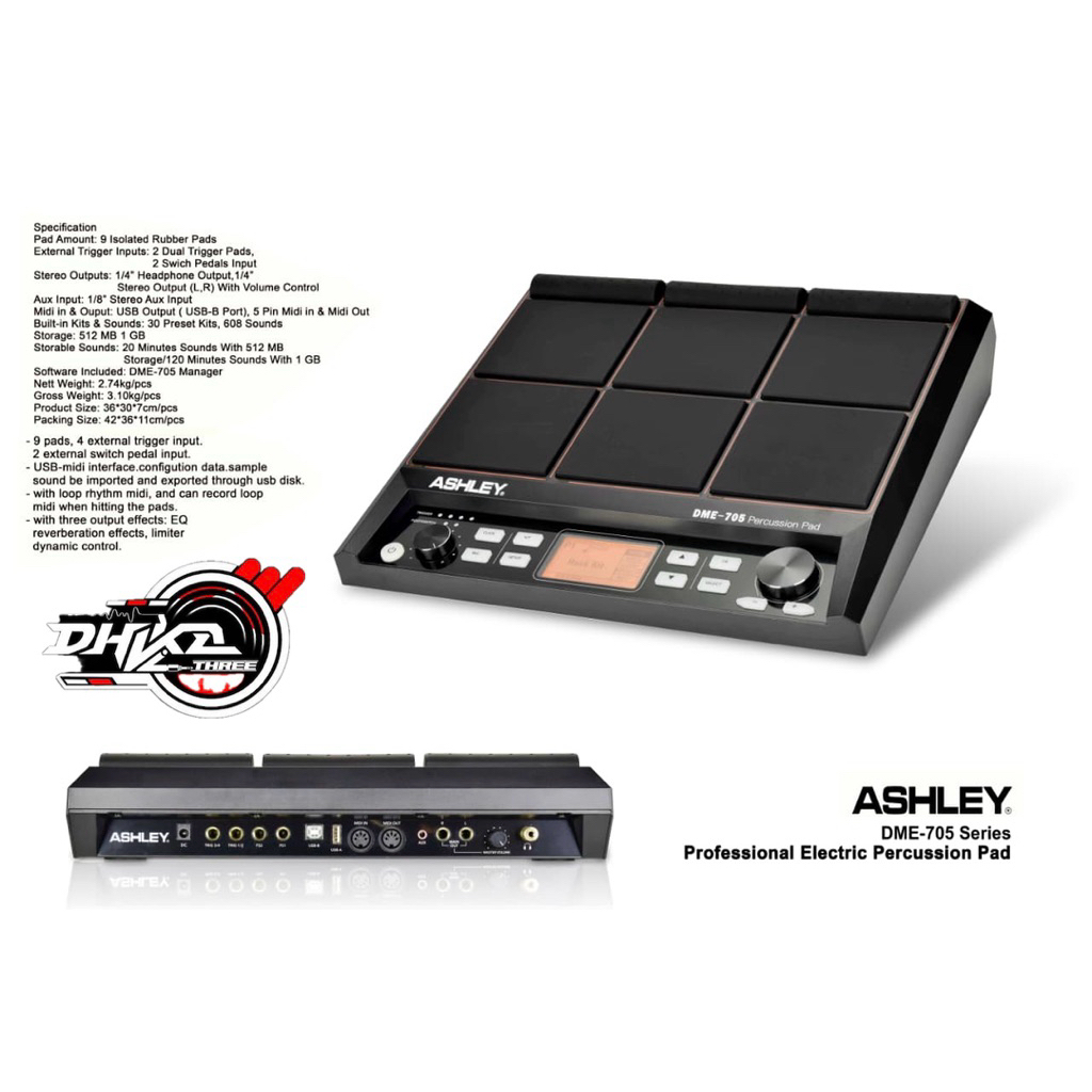 KENDANG ELEKTRIK ASHLEY DME 705 SERIES ORIGINAL / Kendang Elektrik Ashley Dme 705 Original Ashley / 