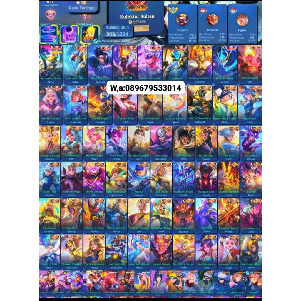 jual akun ml sultan terlaris