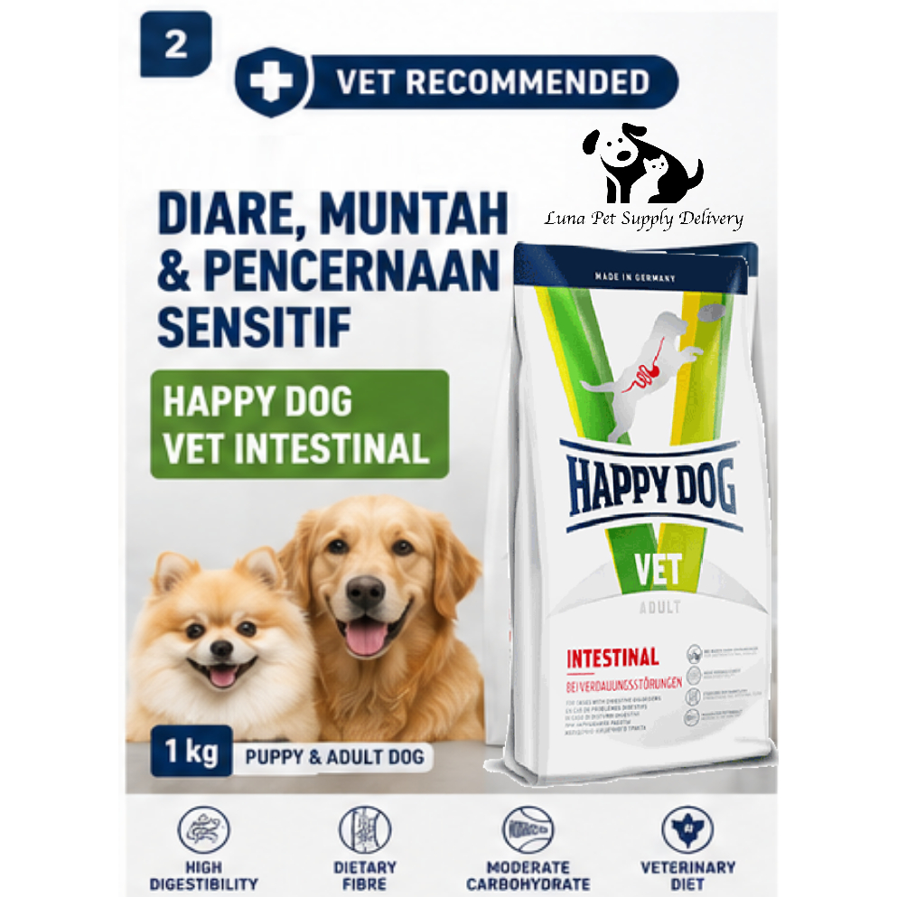 Makanan Anjing Sakit Kulit Alergi Happy Dog Vet Hypersensitivity 1 kg untuk Alergi Makanan Dog