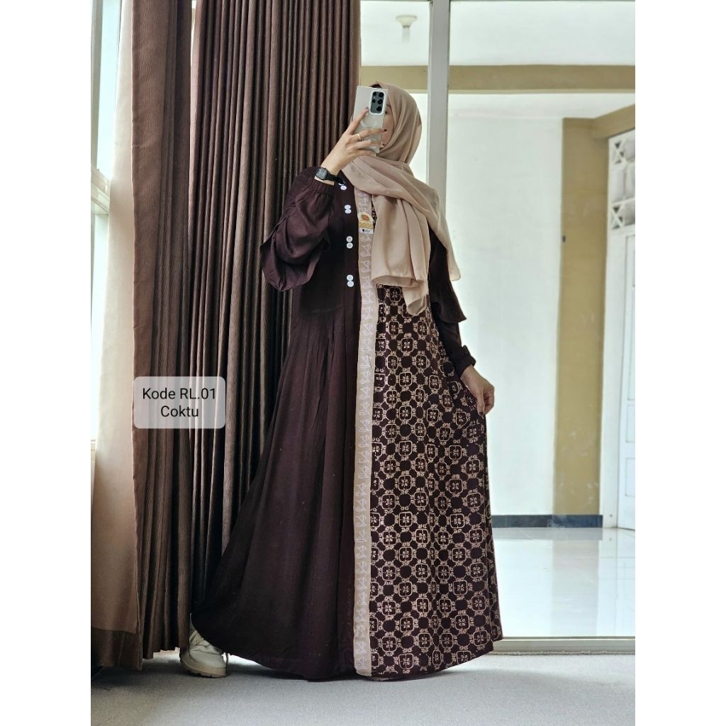 Gamis Twill motif batik Ori Elzheima LD 115
