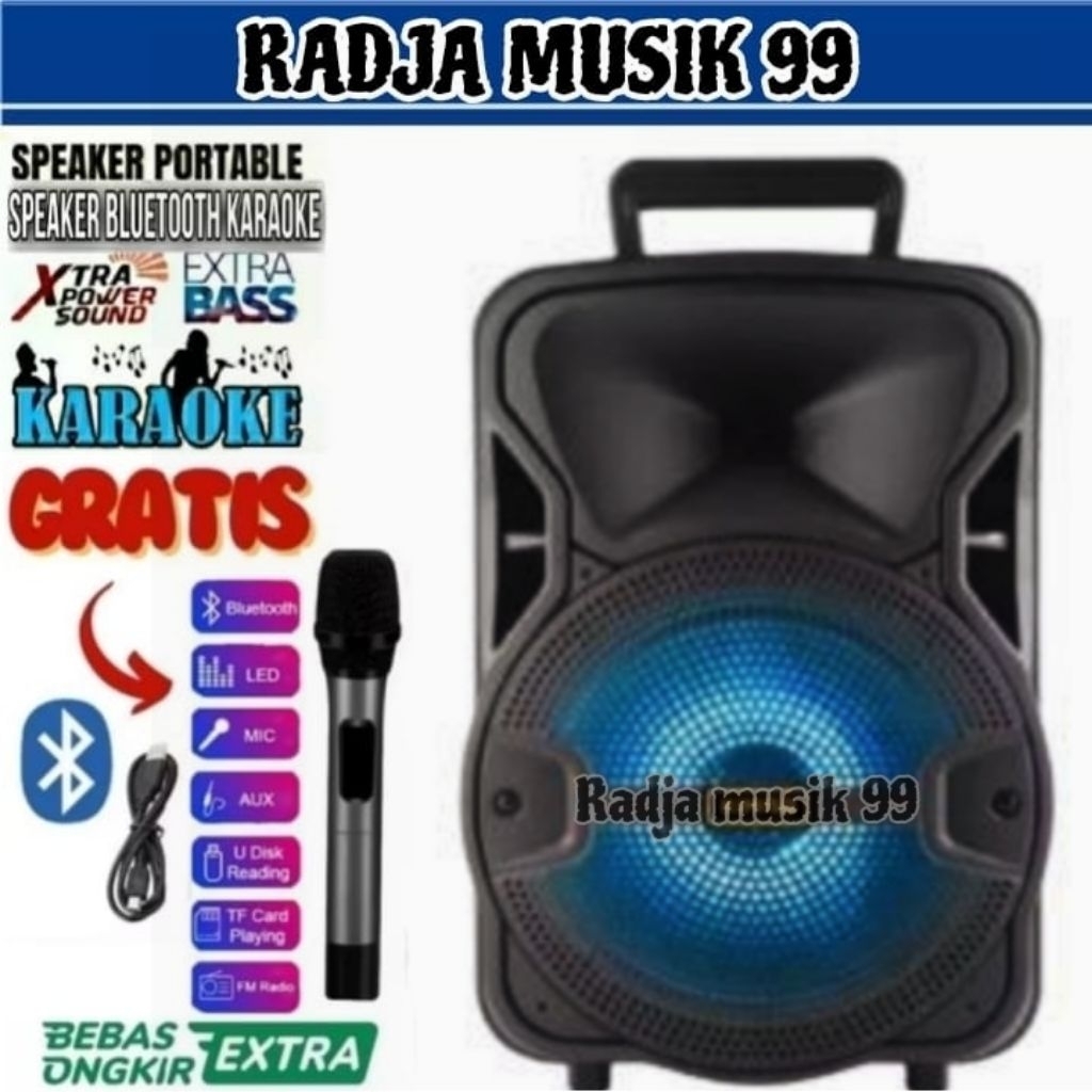 Speaker Bluetooth Karaoke Extra Bass Gratis Mic Ukuran Jumbo / Spiker Aktif Karoke Besar / Kimiso / 