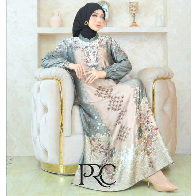 (COD) Parci Mazaya Gamis Silk Premium Jumbo - Gamis Silk -Gamis Silk Motif Terbaru - Gamis busui wan
