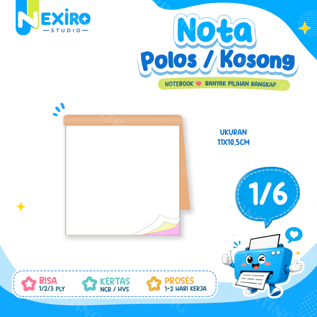 Nota 1/6 Folio Memo Polos Kosong Kwitansi  bisa Satuan ukuran Bon Faktur Untuk toko online offline m
