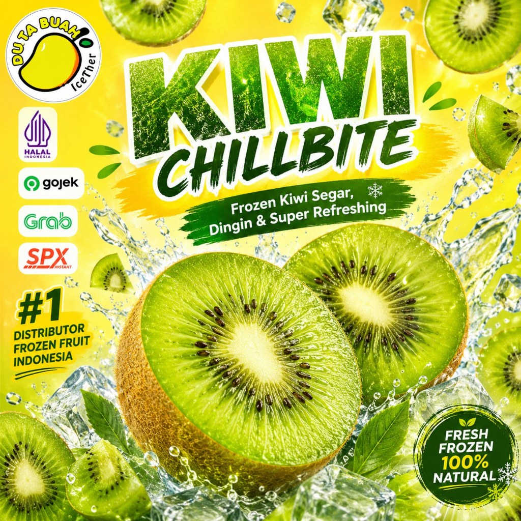 Kiwi ChillBite Frozen Fruit 1KG – Buah Beku Segar Siap Konsumsi  | Duta Buah Icether Bandung