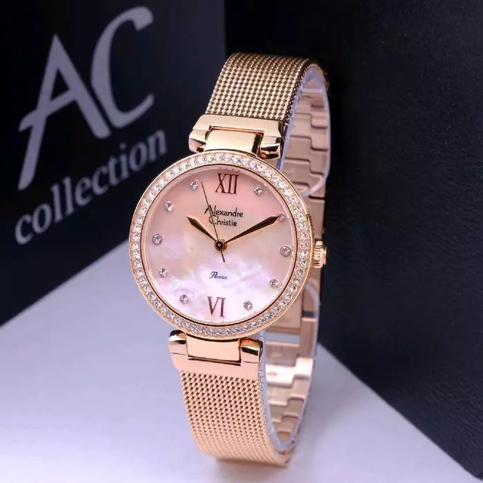 ORIGINAL Jam Tangan Wanita Alexandre Christie Rantai Pasir Stainless Steel AC Garansi Resmi 1 Tahun 