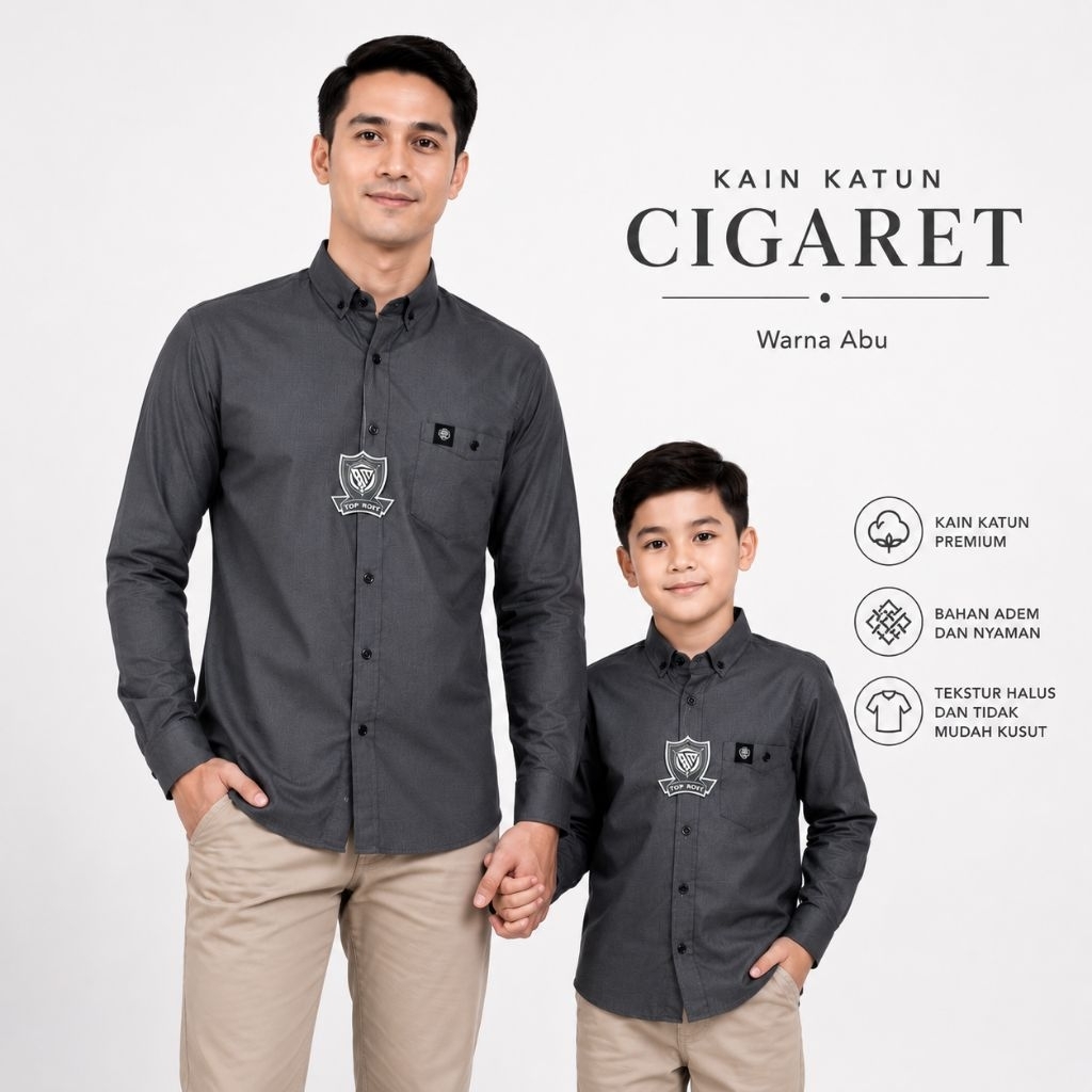ABU TUA CIGARET KEMEJA POLOS COUPLE AYAH DAN ANAK ABU TUA
