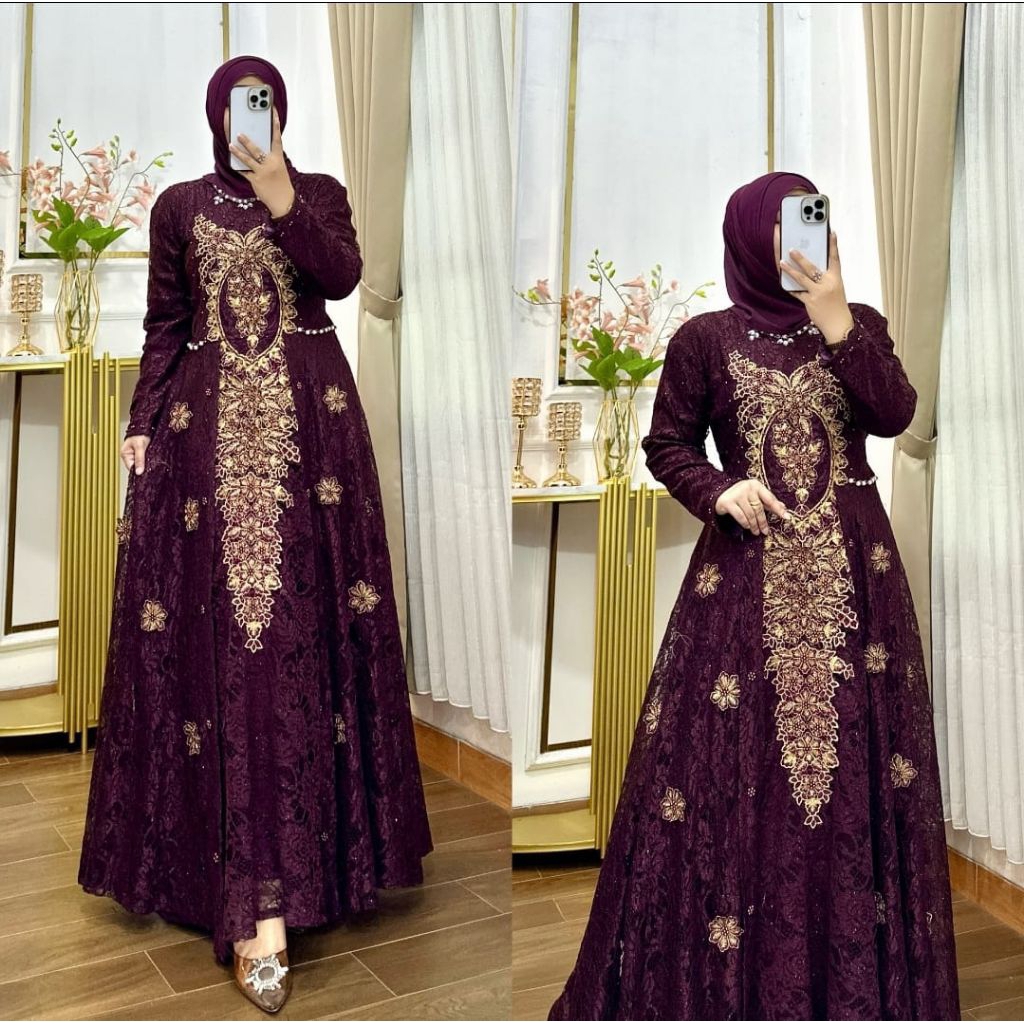 REALPICSGAMIS BROKAT BORDIR EMAS+ PAYET/DRESS BROKAT~GAMIS PESTA MEWAH~GAMIS BROKAT PREMIUM/GAMIS BR