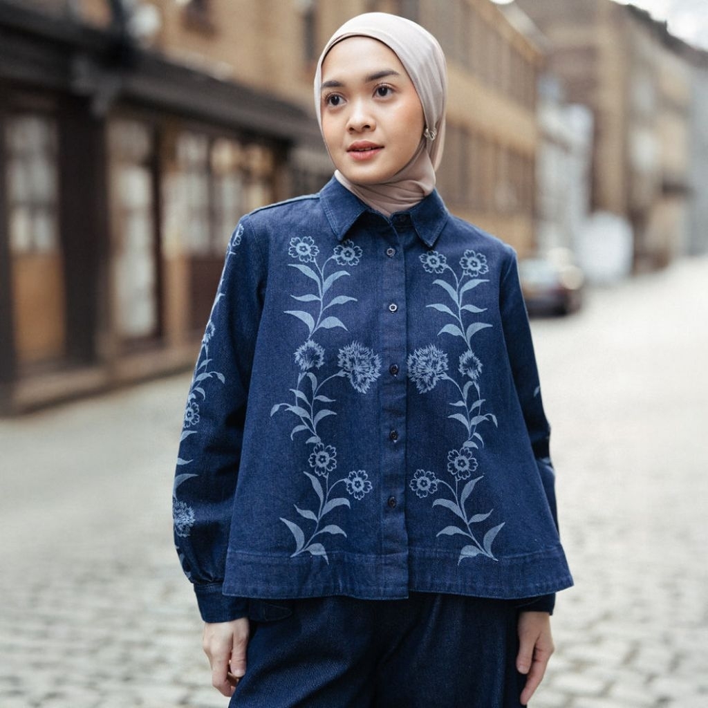 MARCEA DENIM TOP by Hijabchic Official X Haidee Orlin