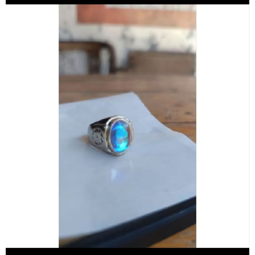 CINCIN BATU AKIK KALIMAYA INDIA JARONG BIRU RING ALPAKA SUPER