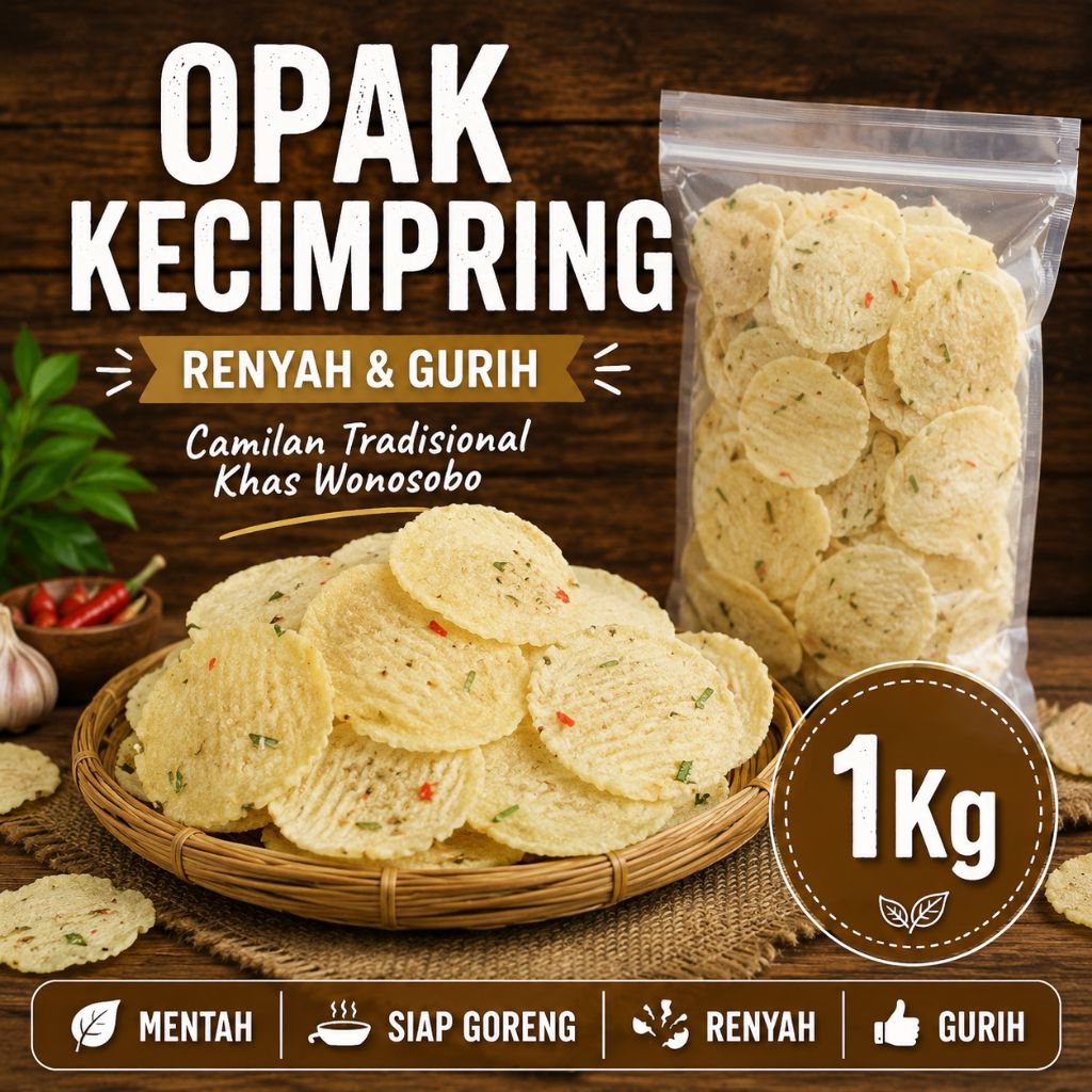 Opak Kecimpring Mentah 1kg  Renyah Gurih Cemilan Tradisional Siap Goreng