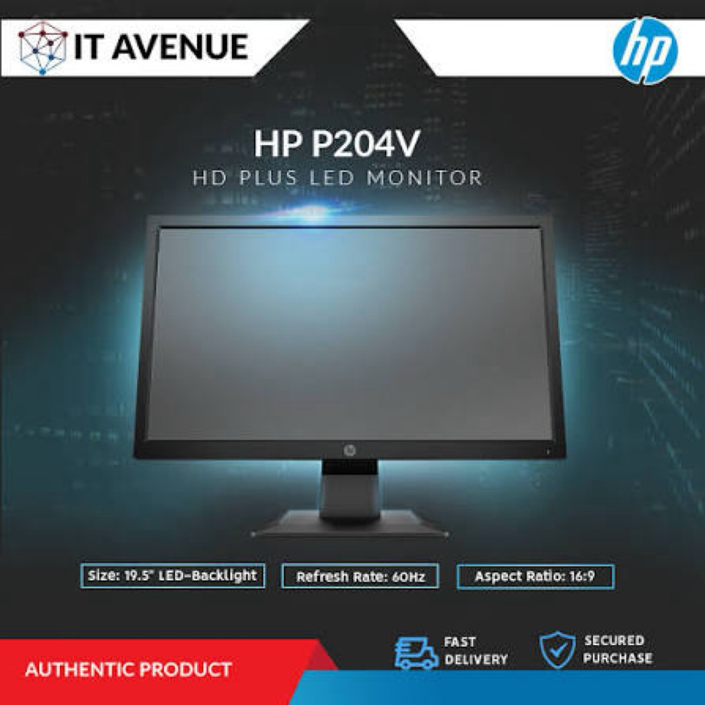 MONITOR HP P204v 20INCH LED LIKE NEW BERGARANSI