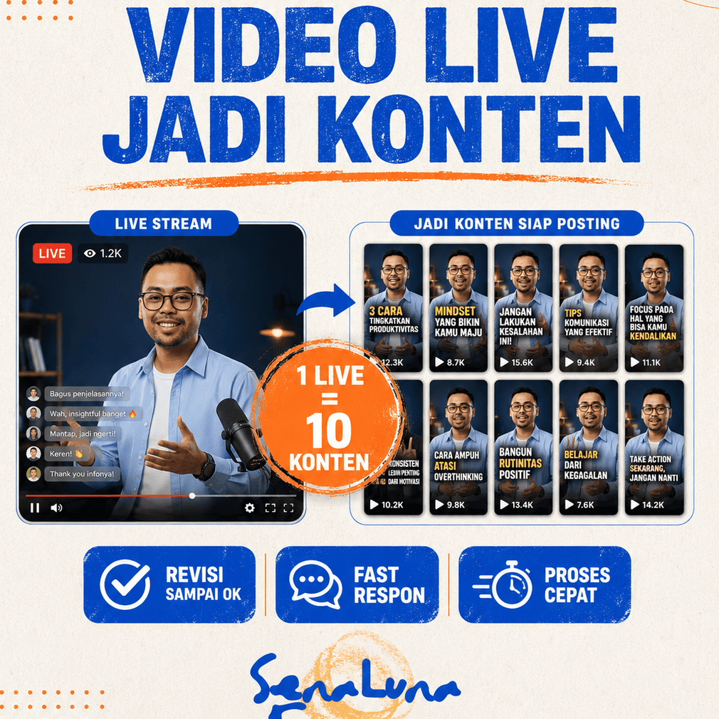 Jasa Potong Video Live Streaming Jadi Konten TikTok Reels Shorts | Edit Clip Shopee Live Seller Siap